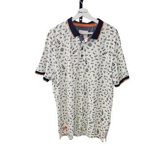 A Fish Named Fred Mens Short Sleeve polo Henley, Vacation, Resort, Salsa, XL